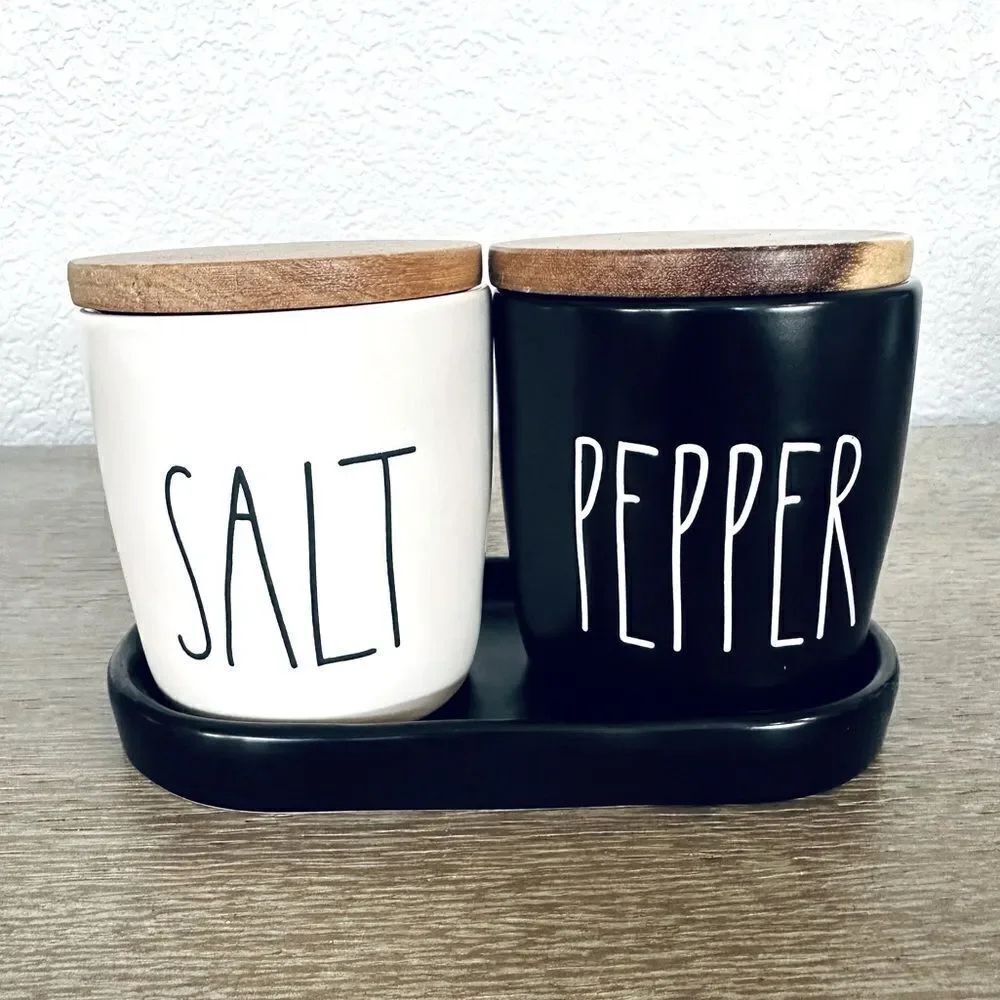 Rae Dunn Salt & Pepper Jars Serving Tray Set